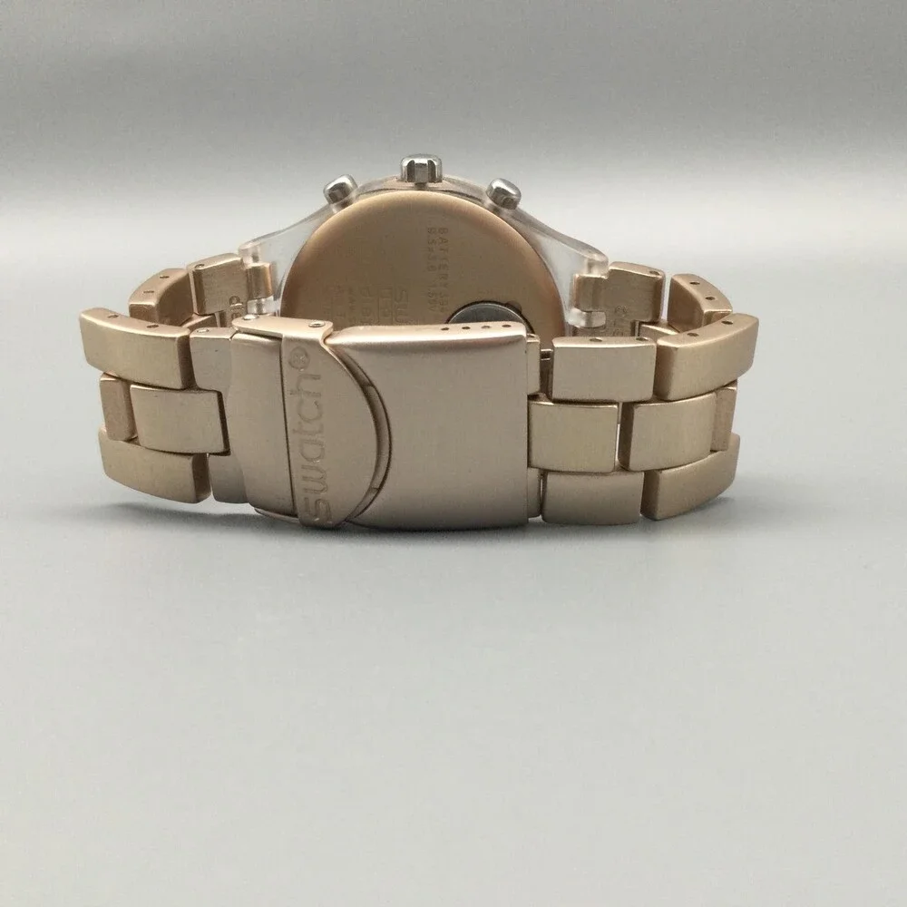 Swatch Irony Diaphane Men Watch 42mm Full Blooded Caramel Swiss New Battery 6.5